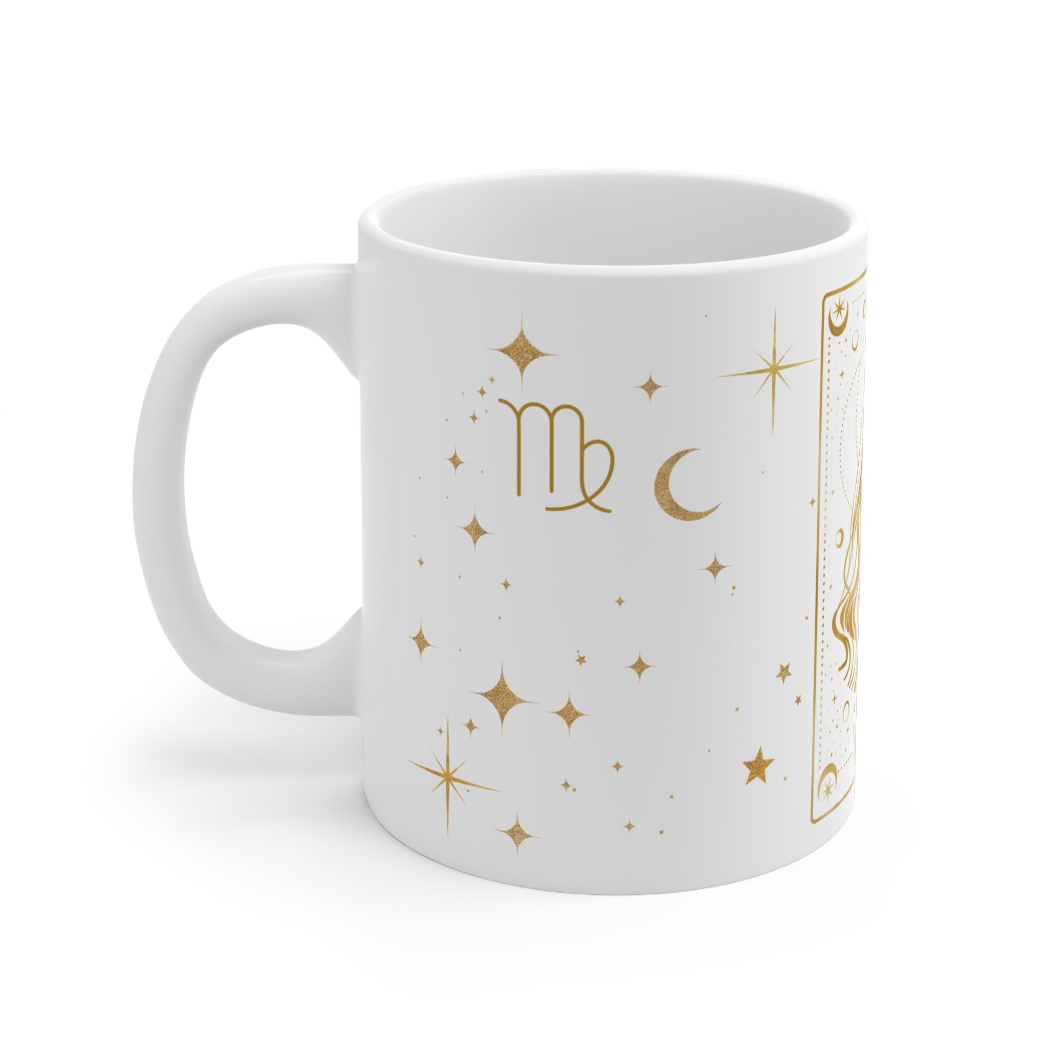 Virgo Astrology Mug — Gold Zodiac Ceramic Coffee Cup (11oz)