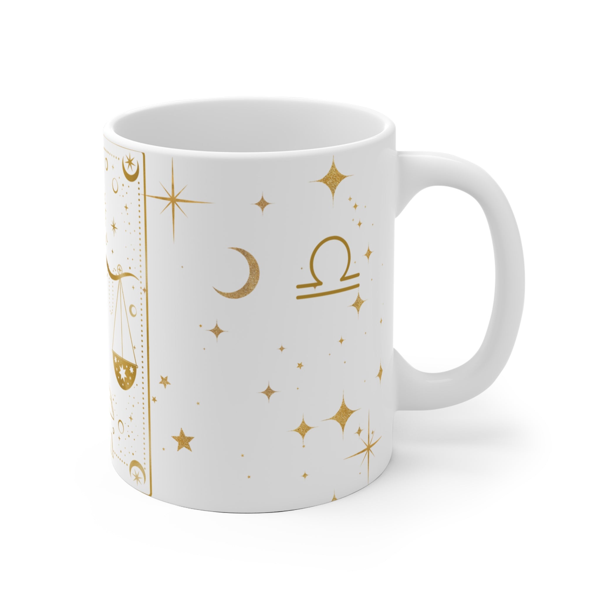 Gold Libra Scales Zodiac Mug | Astrology Horoscope Ceramic Mug