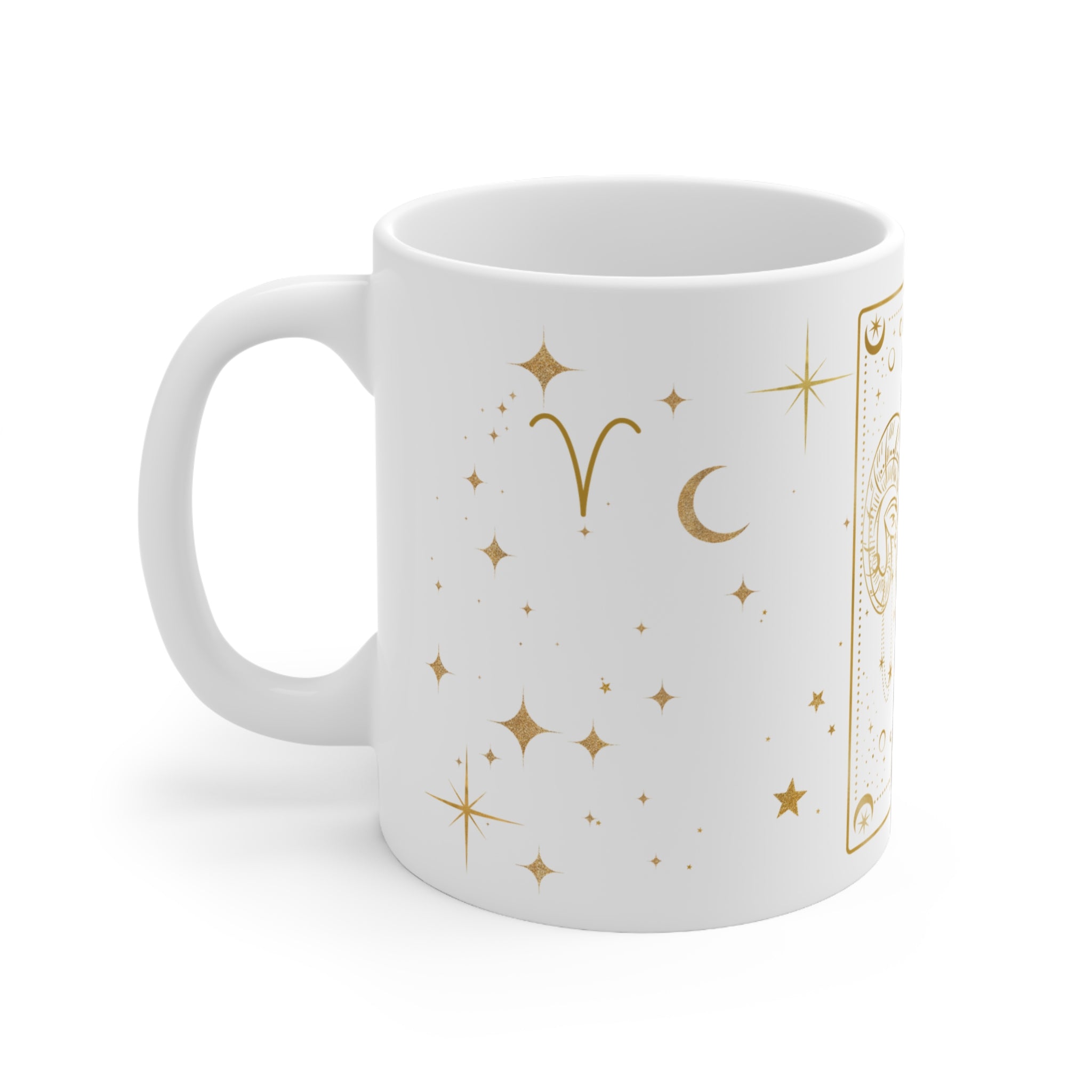 Aries Zodiac Mug — Gold Astrological Coffee Cup (11oz)