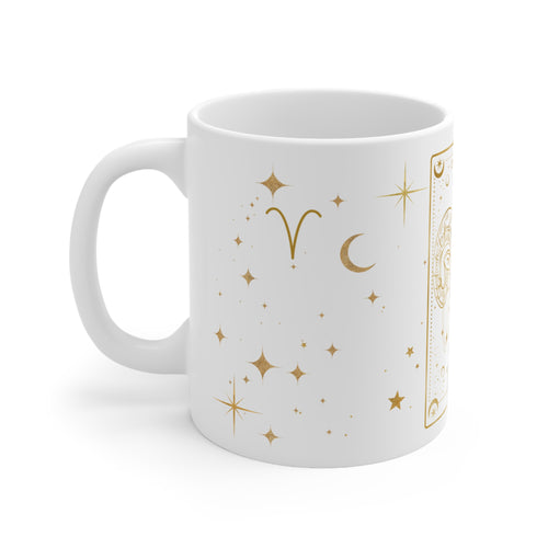 Aries Zodiac Mug — Gold Astrological Coffee Cup (11oz)
