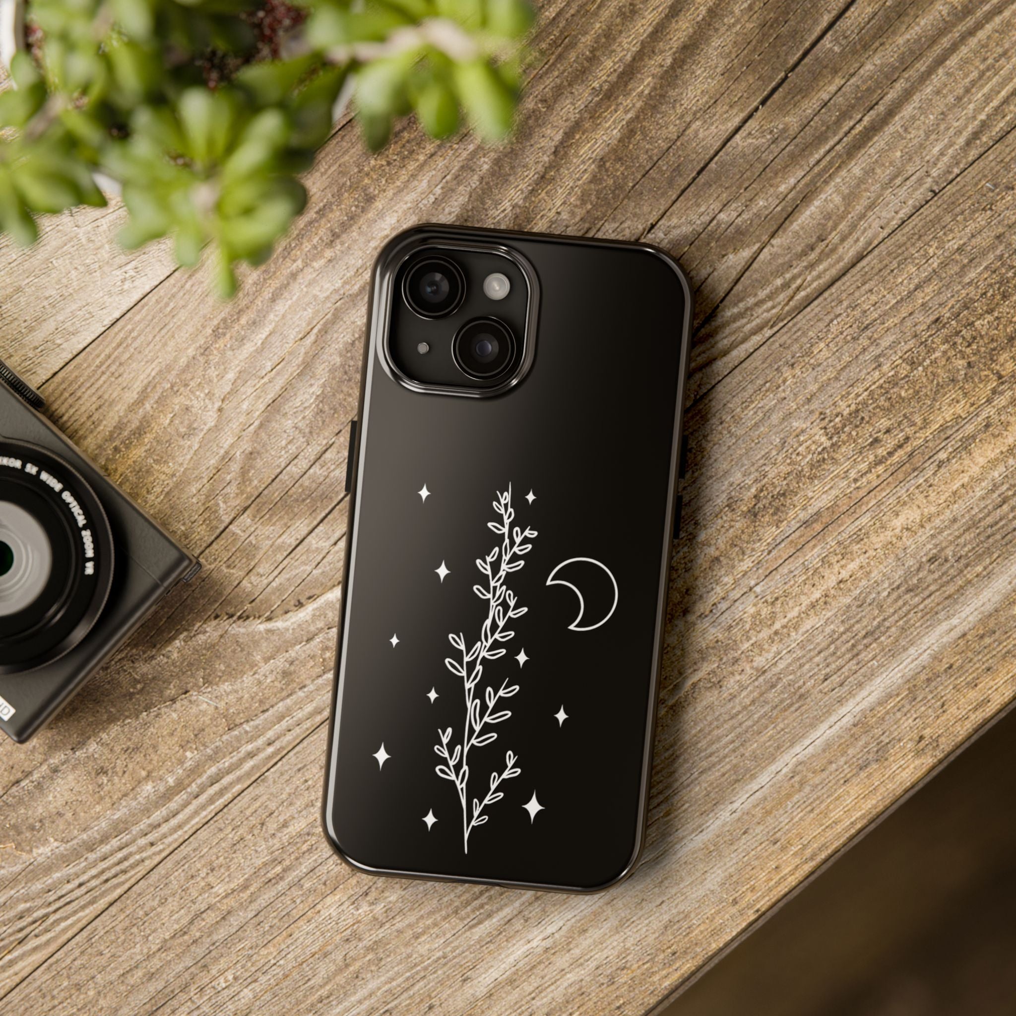Floral Moon Tough Phone Case – Night Sky Botanical Phone Cover