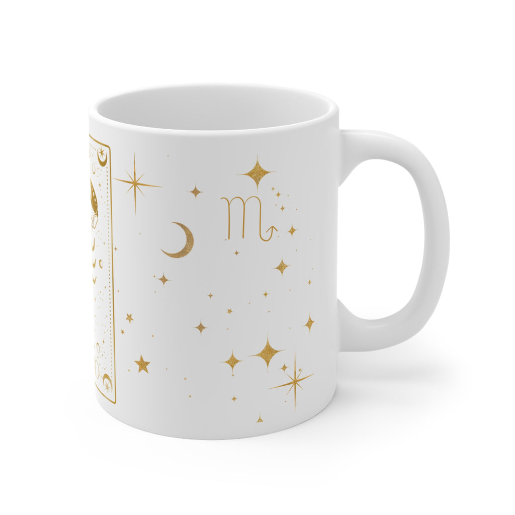 Scorpio Zodiac Ceramic Mug – Gold Astrological Scorpio Coffee Cup, Birthday & Horoscope Gift